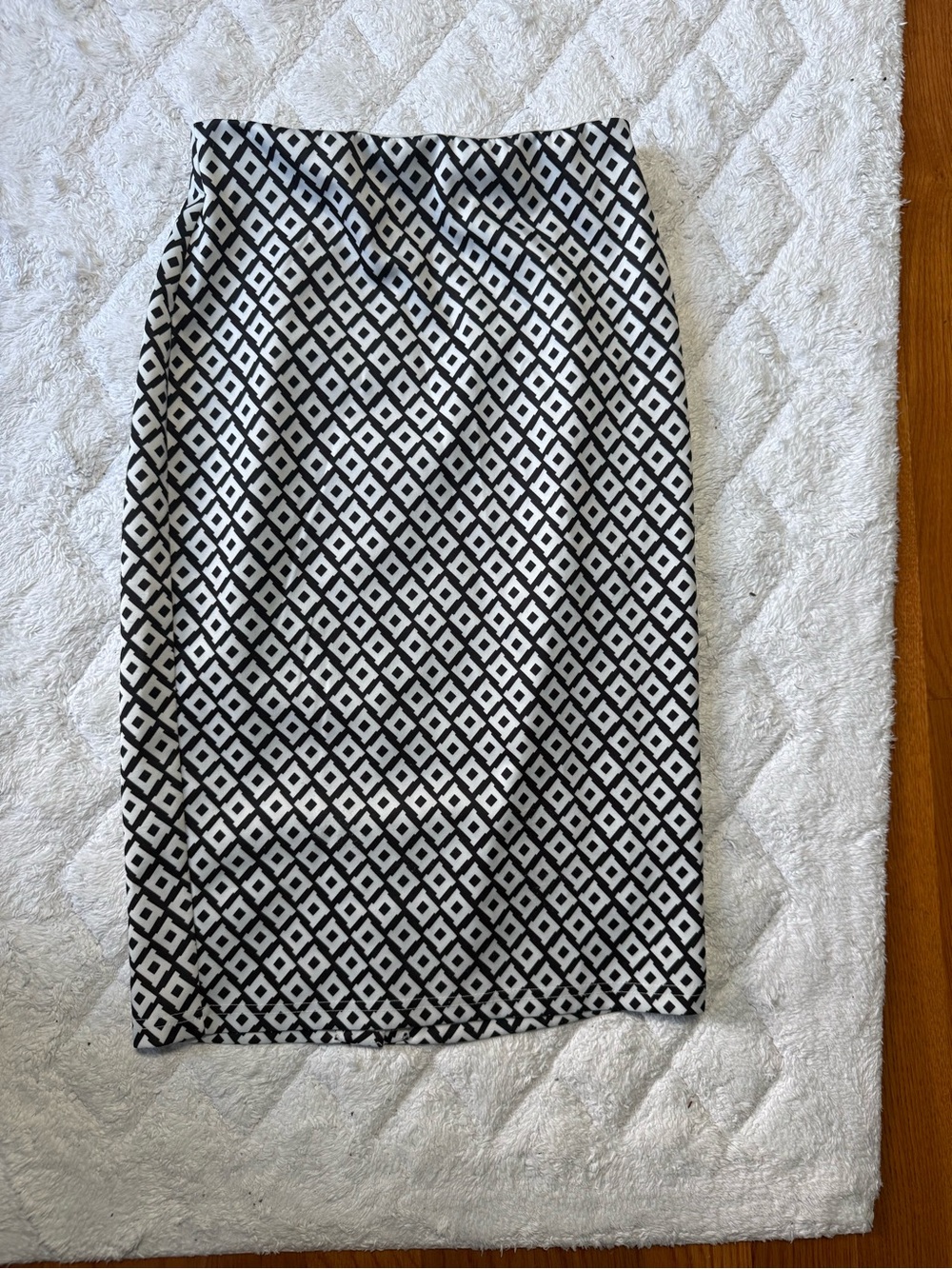 Grace Karin Black and White Diamond-Print Pencil Skirt